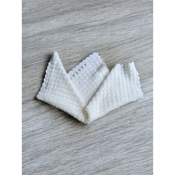 Crochet Knit White Baby Granny Afghan Throw Blanket Vintage Nursery Decor - Picture 9 of 14